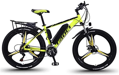 Electric Mountain Bike : Leifeng Tower High-speed Fat Tire Electric Mountain Bike for Adults, Lightweight Magnesium Alloy Ebikes Bicycles All Terrain 350W 36V 8AH Commute Ebike for Mens, 26 Inch Wheels (Color : Yellow)
