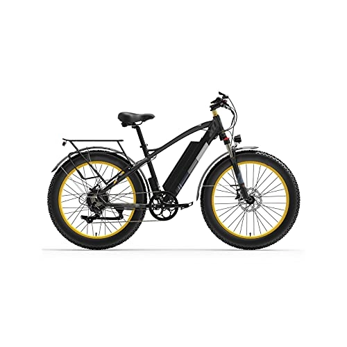 Electric Mountain Bike : Liangsujian Electric Bicycle, 1000W 48V Electric Bike, 26 Inch Snow Bike Bicycle, Front & Rear Hydraulic Disc Brake (Color : Yellow, Size : 500w)