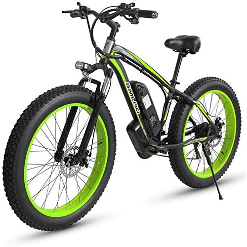 Electric Mountain Bike : LILE 26'' Electric Mountain Bike with Removable Large Capacity Lithium-Ion Battery (48V 350W), Electric Bike 27 Speed Gear and Five Working Modes (Green)