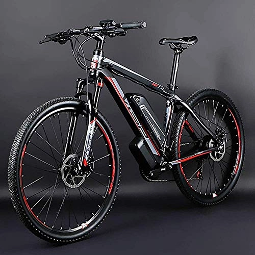 Electric Mountain Bike : Lincjly 2020 Upgraded Electric mountain bike, 26-inch hybrid bicycle / (36V10Ah) 24 speed 5 speed power system mechanical disc brakes lock front fork shock absorption, up to 35KM / H, Travel freely