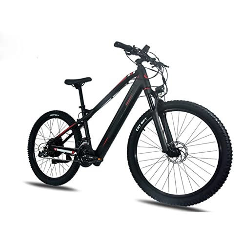 Electric Mountain Bike : Liu Electric Bike for Adults 500W 27 Speed Electric Mountain Bicycle With Removable 48V 10.5Ah Lithium-Ion Battery 27.5 * 2.4 Inch Tire (Color : Black, Number of speeds : 27)