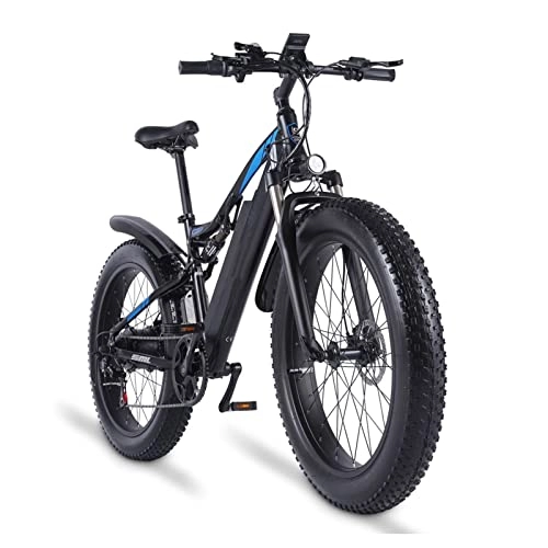 Electric Mountain Bike : LIUD Men Mountain Bike Snow Bike 1000W 25 Mph Electric Bicycle 26X4.0 Inches Fat Tire EBike 17AH 48V Electric Bike (Color : Black)