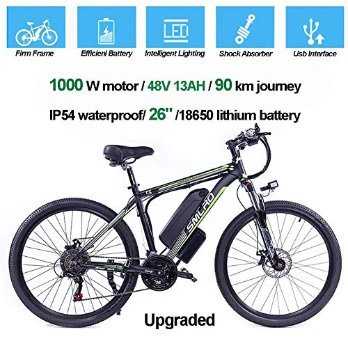 Electric Mountain Bike : LLLKKK Electric Bicycles for Adults, Ip54 Waterproof 500W 1000W Aluminum Alloy Ebike Bicycle Removable 48V / 13Ah Lithium-Ion Battery Mountain Bike / Commute Ebike