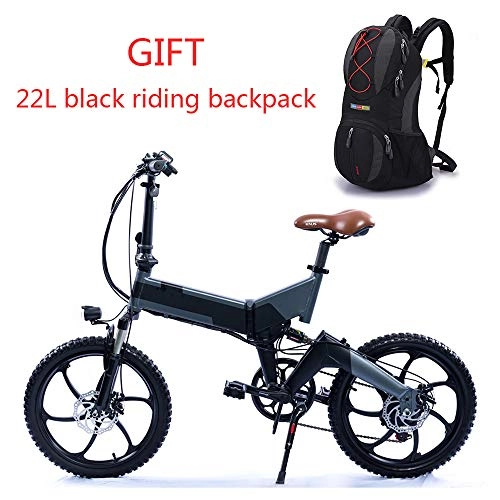 Electric Mountain Bike : LMJ-XC Electric Mountain Bike, 20 Inch Folding E-bike, Premium Full Suspension and 21 Speed Gear 36V waterproof Removable Lithium Battery, Gray