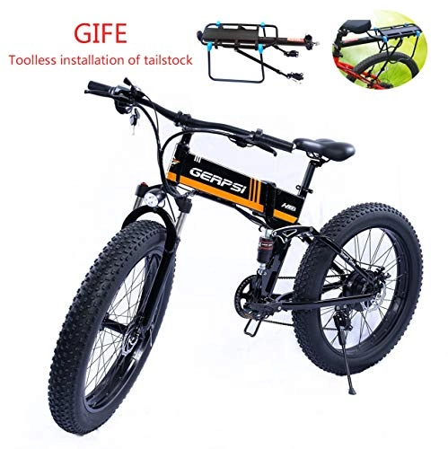 Electric Mountain Bike : LMJ-XC Electric Mountain Bike, 26 Inch Folding E-bike, Premium Full Suspension and 21 Speed Gear 48V waterproof Removable Lithium Battery