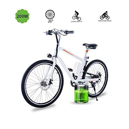 Electric Mountain Bike : LOO LA Electric Bikes for Adult, Magnesium Alloy Ebikes Bicycles All Terrain, 26" Removable Lithium-Ion Battery Mountain Ebike for Mens, Double disc brakes front and rear, White