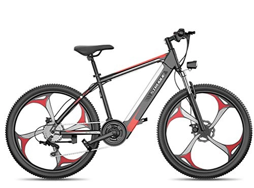 Electric Mountain Bike : LOO LA Electric mountain bike, 26-inch hybrid bicycle / (38V10Ah) MICRO SWITCH 27 speed power system Front and rear dual disc brakes, Three Working Modes, Red