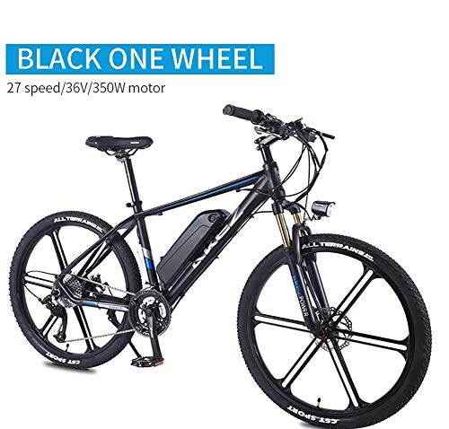 Electric Mountain Bike : LOO LA Electric Mountain Bike adult 350w Upto 45mph 26 inch 27 Speeds Mountain Bikes Full Suspension, 3 Modes Suitable With LED light, Black, 10ah