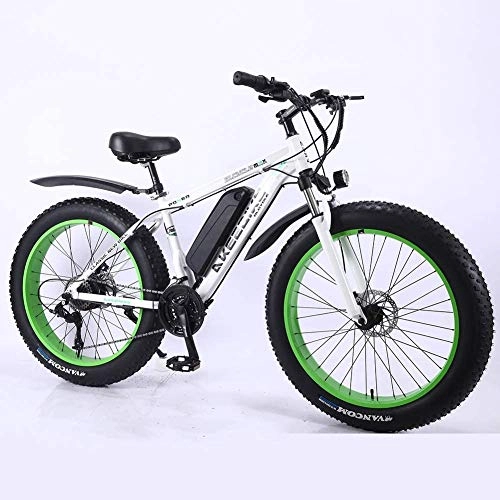Electric Mountain Bike : LRXG 26" Hybrid Bikes, Electric Mountain Bike Bicycle Power Assist, 36V 350W Removable Lithium-Ion Battery, Aluminum Alloy Snow Bicycles Mountain E Bike For Men''s(Color:White, Size:8AH)
