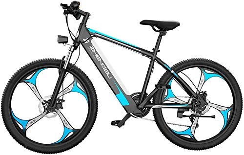 Electric Mountain Bike : LRXG 26 Inch Electric Mountain Bike For Adult, Hardtail Mountain Bikes 400W Electric Bicycle With 48V 10Ah Lithium Battery, Commute Ebike With 27 Speed Gear Hybrid Bikes(Color:Blue)