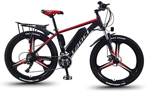 Electric Mountain Bike : LRXG Electric Mountain Bike 26" 350W 36V 10AhHybrid Bikes Rear Rack Removable Lithium Battery Beach Snow Bicycle Moped Electric Bike Powerful Motor Aluminum Frame(Color:Red)