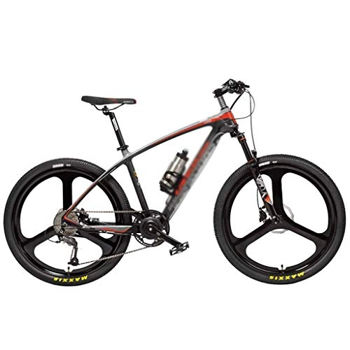 Electric Mountain Bike : LUO Electric Bike 26 inch Electric Bicycle 240W 36V Removable Battery Carbon Fiber Frame Hydraulic Disc Brake Torque Sensor Pedal Assist Mountain Bike, Black Red