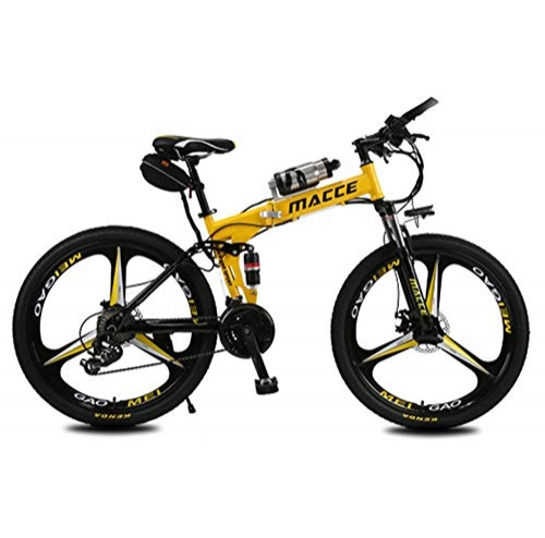 Electric Mountain Bike : Lvbeis Adults Folding Electric Mountain Bike Portable Bicycle Speed Up To 25 KM / h EBike Pedal Assist With Throttle, yellow