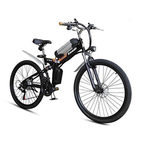 Electric Mountain Bike : Lvbeis Adults Folding Electric Mountain Bike Portable Bicycle Speed Up To 40 KM / h EBike Pedal Assist With Throttle, black