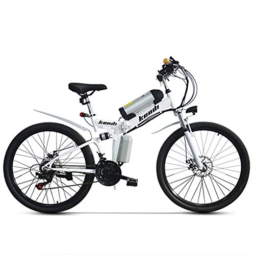Electric Mountain Bike : Lvbeis Adults Folding Electric Mountain Bike Portable Bicycle Speed Up To 40 KM / h EBike Pedal Assist With Throttle, white