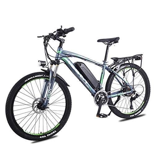 Electric Mountain Bike : LYRWISHLY 26" Electric Mountain Bike, 350W Brushless Motor, Removable 36V13Ah Waterproof And Dustproof Lithium Battery, Tektro Dual Disc Brakes Suspension Fork (Color : Green)
