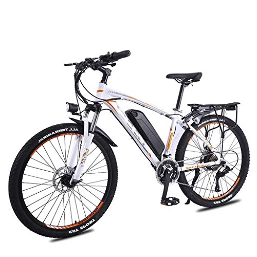 Electric Mountain Bike : LYRWISHLY 26" Electric Mountain Bike, 350W Brushless Motor, Removable 36V13Ah Waterproof And Dustproof Lithium Battery, Tektro Dual Disc Brakes Suspension Fork (Color : White)