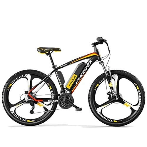 Electric Mountain Bike : LYRWISHLY 38V 250W Electric Bike Electric Mountain Bike 26inch Tire E-Bike Shimano 27 Speeds Mens Sports Mountain Bike Lithium Battery Hydraulic Disc Brakes (Color : Yellow)