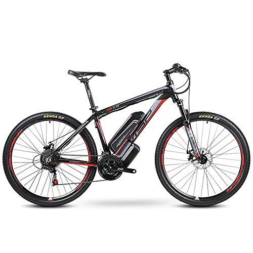 Electric Mountain Bike : LZMXMYS electric bike, Electric mountain bike 27-inch hybrid bicycle / (36V rear drive motor) 24 speed 5 speed power system mechanical disc brake cruiser up to 35KM / H (Color : Red)