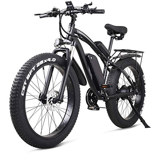 Electric Mountain Bike : LZMXMYS electric bike26 Inch Electric Bike Mountain E-bike 21 Speed 48v Lithium Battery 4.0 Off-road 1000w Back Seat Electric Mountain Bike Bicycle for Adult (Color : Black)
