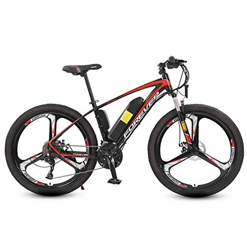 Electric Mountain Bike : LZMXMYS electric bikeElectric Mountain Bike 26 In with 250W 36V Lithium Battery with 27 Speed Variable Speed System with Double Hydraulic Shock Absorption Electric Bicycle Load 75kg Black Red