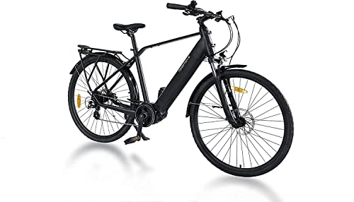 Electric Mountain Bike : MAGMOVE Electric Bike, 28 Inch E-MTB, 250W Motor, 8-Speed Gearbox, E-Bikes with 36V / 13AH Removable Lithium Battery, 25km / h, 60km for Outdoor Cycling Travel Work, Dual disc brakes, Black, Bikes for men