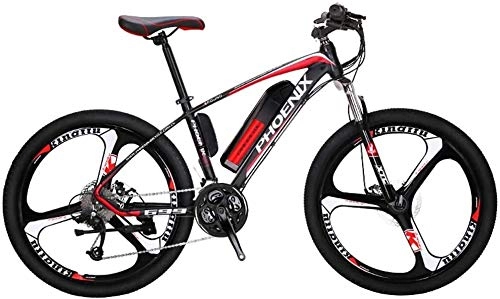 Electric Mountain Bike : MAMINGBO Adult Electric Mountain Bike, 250W Snow Bikes, Removable 36V 10AH Lithium Battery for, 27 speed Electric Bicycle, 26 Inch Magnesium Alloy Integrated Wheels, Colour:Orange (Color : Red)