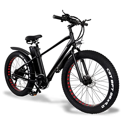 Electric Mountain Bike : Mens 26" Fat Tire Mountain Electric Bike 500W 48V 21 Speed Aluminum Frame Dual Lithium Battery Adults Electric Bicycle