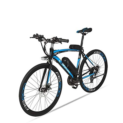 Electric Mountain Bike : MERRYHE Electric Bicycle Adult Electric Road Bike Moped Power Bicycle Removable Lithium Battery, Blue-36V20ah