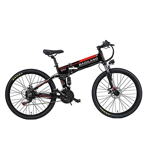 Electric Mountain Bike : MERRYHE Electric Folding Bicycle Road Bike Adult Moped 26 inch 48V Lithium Battery Mountain Cross-Country Bike, Black-Retro wire wheel