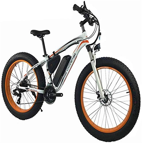 Electric Mountain Bike : min min Bike, 1000W Electric Bicycle, 26" Mountain Bike, Fat Tire Ebike, 48V 13AH Lithium Ion Battery Suspension Fork MTB (Color : White) (Color : White)