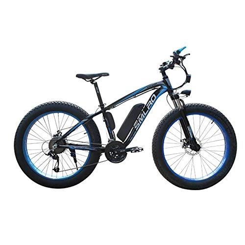 Electric Mountain Bike : Minkui E-Bike 48V 350W / 500W1000W Motor 13AH Lithium Battery Electric Bicycle 26 inch Fat Tire Electric Bike-Blue 1000W 13AH