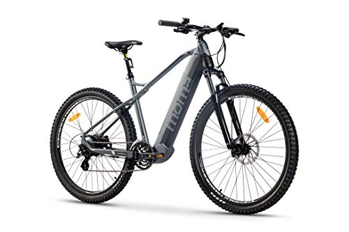 Electric Mountain Bike : Moma Bikes Unisex's E-MTB M-L EMTB 29, Aluminum, Shimano 24 Speeds, Front Suspension & Hydraulic Disc Brakes & Integrated Bat. Ion Lithium 48V 13Ah, Grey