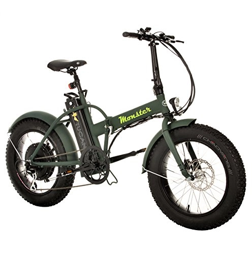 Electric Mountain Bike : MONSTER 20 - The Folding Electric Bike - Wheel 20" - Motor 500W, 48V-12ah - LCD on-board computer with 3 help levels - Chassis: Aluminium (FOREST GREEN)