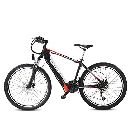 Electric Mountain Bike : Mountain Off-Road Electric Bicycle, 27 Speed 400W 26 Inches Adults Travel Ebike 48V Hidden Removable Battery Dual Disc Brakes with Back Seat, Red