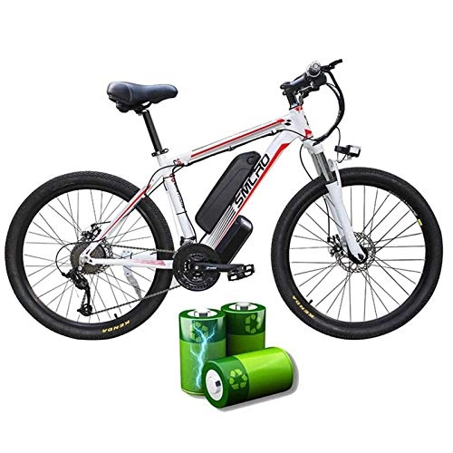 Electric Mountain Bike : MRSDBTL Electric Bike for Adults, Electric Mountain Bike, 26 Inch 360W Removable Aluminum Alloy Ebike Bicycle, 48V / 10Ah Lithium-Ion Battery for Outdoor Cycling Travel Work Out, White red