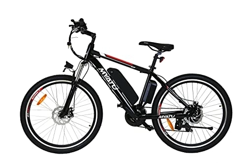 Electric Mountain Bike : MYATU Electric Bicycle Mountain Bike, 26 Inches, with 21-Speed Shimano Derailleur, 250 W Motor, 36 V 12.5 Ah Lithium-Ion Battery, Aluminium Frame, 25 km / h, for Men and Women Black