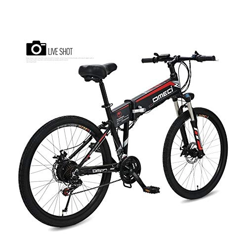 Electric Mountain Bike : MYYDD Electric Bike Mens Mountain Ebike Built-in 48V 10AH Lithium Battery 26 Inch Folding E-bike with Display and LED Indicator Light, Black