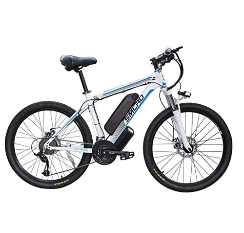 Electric Mountain Bike : NAYY Electric Bicycles for Adults, 360W Aluminum Alloy Ebike Bicycle Removable 48V / with 10Ah Lithium-Ion Battery Mountain Bike / Smart Mountain Bike Commute Ebike (Color : White blue)