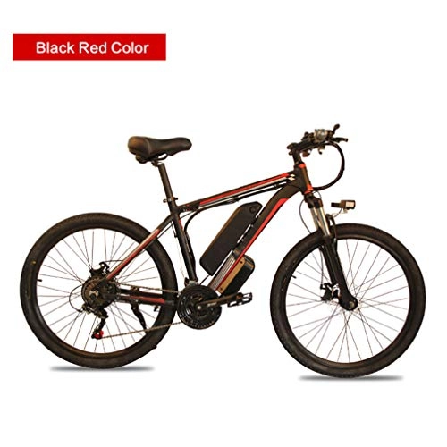 Electric Mountain Bike : NYPB Electric Bike, 26"" Pneumatic Tires 350 / 500W Brushless Motor Max Speed 30km / h 36 / 48V 8AH Li-ion battery with LED Headlights and 3 Modes Fitness City Commuting, Red, 36V15AH 500W