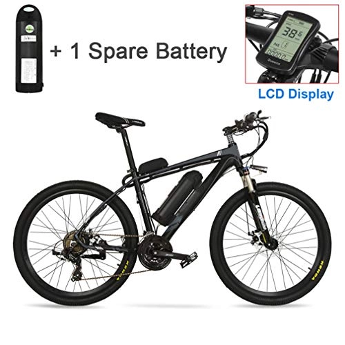 Electric Mountain Bike : NYPB Electric Bike, Motor 250W / 400W 26'' Pneumatic Tyres Seat Adjustable 36V48V Rechargeable Lithium Battery 21 Speed Shifter Pedal Assist Unisex Bicycle, Gray, 48V 13AH 400W