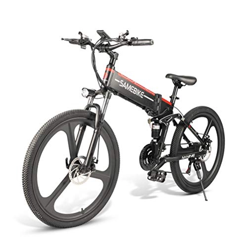 Electric Mountain Bike : OD-B Folding Electric Bicycle Aluminum Alloy Electric Mountain Bike Unisex Adult Youth 26 Inch 25km / h 48V 10 AH 350W Shimano 21 Speed Electric Ebike with Pedals Power Assist, Black