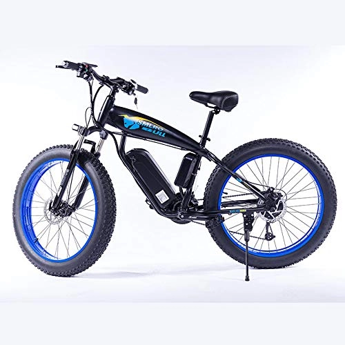 Electric Mountain Bike : ONLYU Electric Bicycle, 26 Inch 350W Motor Electric Bikes for Adults with 48V 15Ah Lithium Battery, Foldable Beach Electric Car for Outdoor Snow, 48V15AH Blue