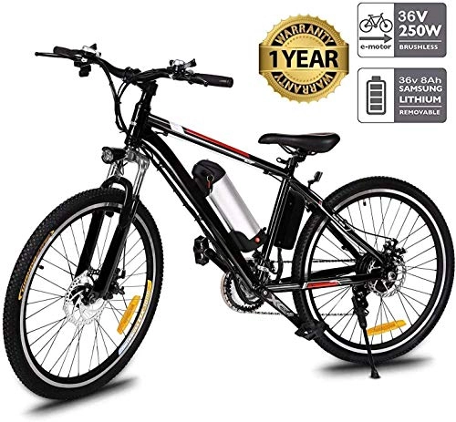 Electric Mountain Bike : Oppikle 26'' Electric Mountain Bike with Removable Large Capacity Lithium-Ion Battery (36V 250W), Electric Bike 21 Speed Gear and Three Working Modes (Unfoldable_Black and Red)