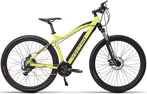 Electric Mountain Bike : Oulida Electric bicycle, MSEBIKE VECTRO 29 inch electric bike, mountain bike, hidden lithium battery, the auxiliary pedal 5, lockable fork woo (Color : Yellow Standard, Size : 350W 36V 13Ah)