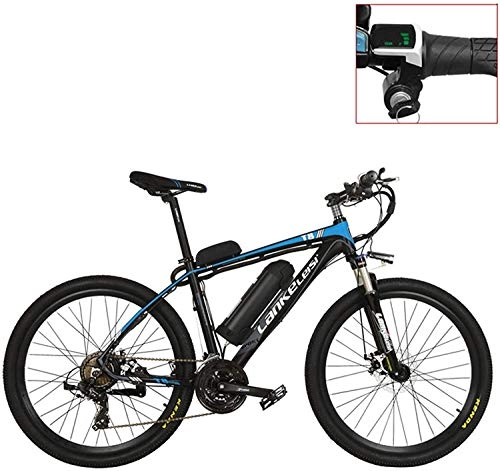 Electric Mountain Bike : Oulida Electric bicycle, T8 36V 240W electric bicycle pedal assist strength, high electric mountain bike MTB fashion, using the suspension fork. woo (Color : Blue LED, Size : 20Ah)