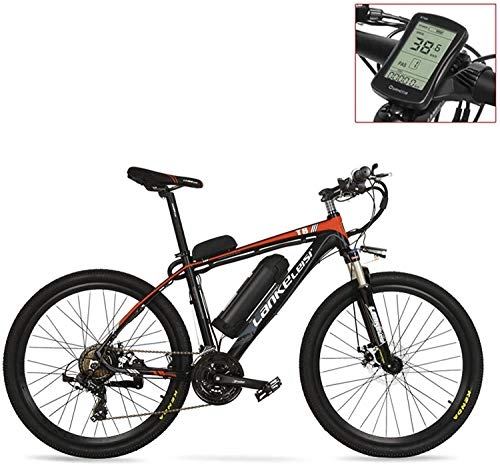Electric Mountain Bike : Oulida Electric bicycle, T8 36V 240W electric bicycle pedal assist strength, high electric mountain bike MTB fashion, using the suspension fork. woo (Color : Red LCD, Size : 20Ah)
