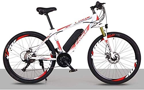 Electric Mountain Bike : PARTAS Sightseeing / Commuting Tool - 26 Inch Electric Lithium Mountain Bike 36V8AH / 10AH Bicycle Adult Variable Speed Off-road Power Bicycle (Color : White red 36V10A)