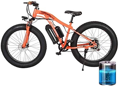 Electric Mountain Bike : PARTAS Sightseeing / Commuting Tool - 48V 250W Electric Mountain Bike, 26 * 4Inch Fat Tire Bikes 7 Speeds Ebikes For Adults, Front Fork Damping System Front And Rear Double Disc Brakes LED Headlights