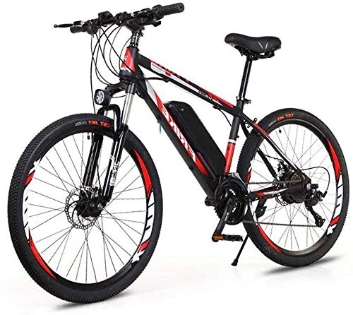Electric Mountain Bike : PARTAS Sightseeing / Commuting Tool - Electric Mountain Bike, 26-inch Electric Bike-all Terrain-equipped With 36v / 10ah Lithium Battery-high Carbon Steel Frame-disc Brake-27 Speed Shift (Color : Red)